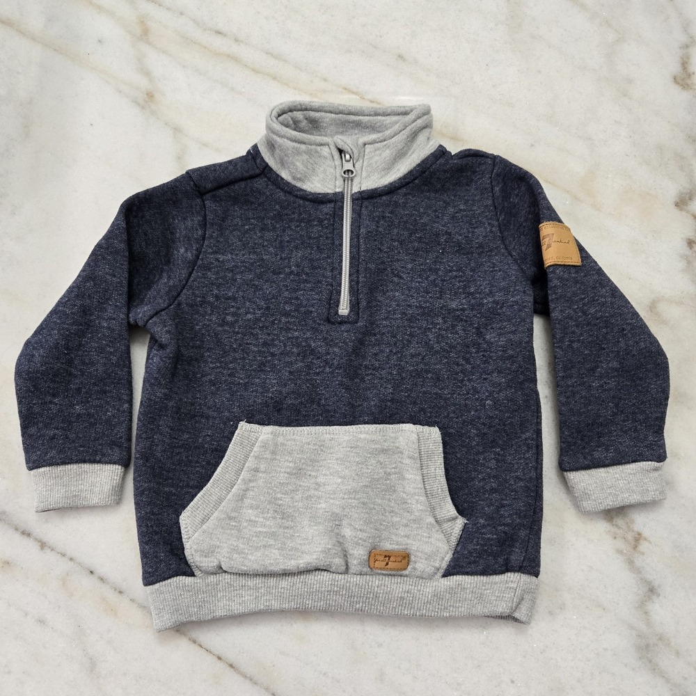 7 For All Mankind Toddler Boys 2T Half-Zip Pullover Jacket - Heather Blue Gray